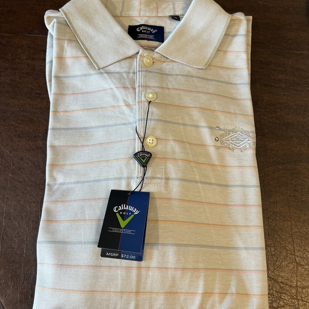 Callaway Collection Mens Mercerized Cotton S/S Golf Polo Shirt Khaki XL Vtg NWT